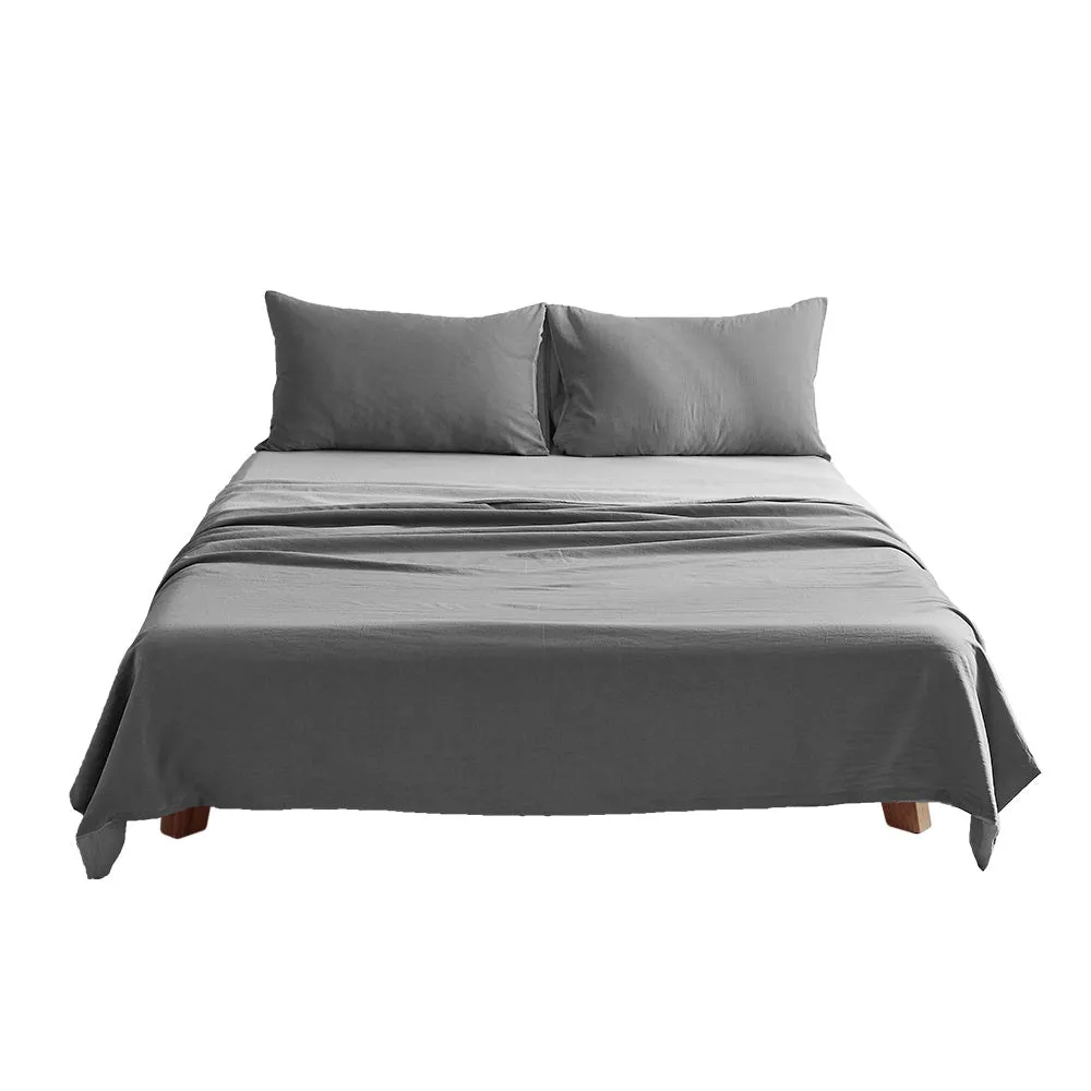 Deluxe Sheet Set Bed Sheets Set Single Flat Cover Pillow Case Grey Inspired