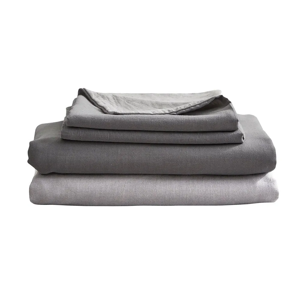 Deluxe Sheet Set Bed Sheets Set Single Flat Cover Pillow Case Grey Inspired