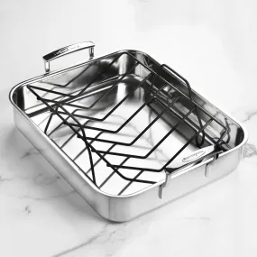 Demeyere 5-Plus 15.7" x 13.3" Stainless Steel Roasting Pan with Rack