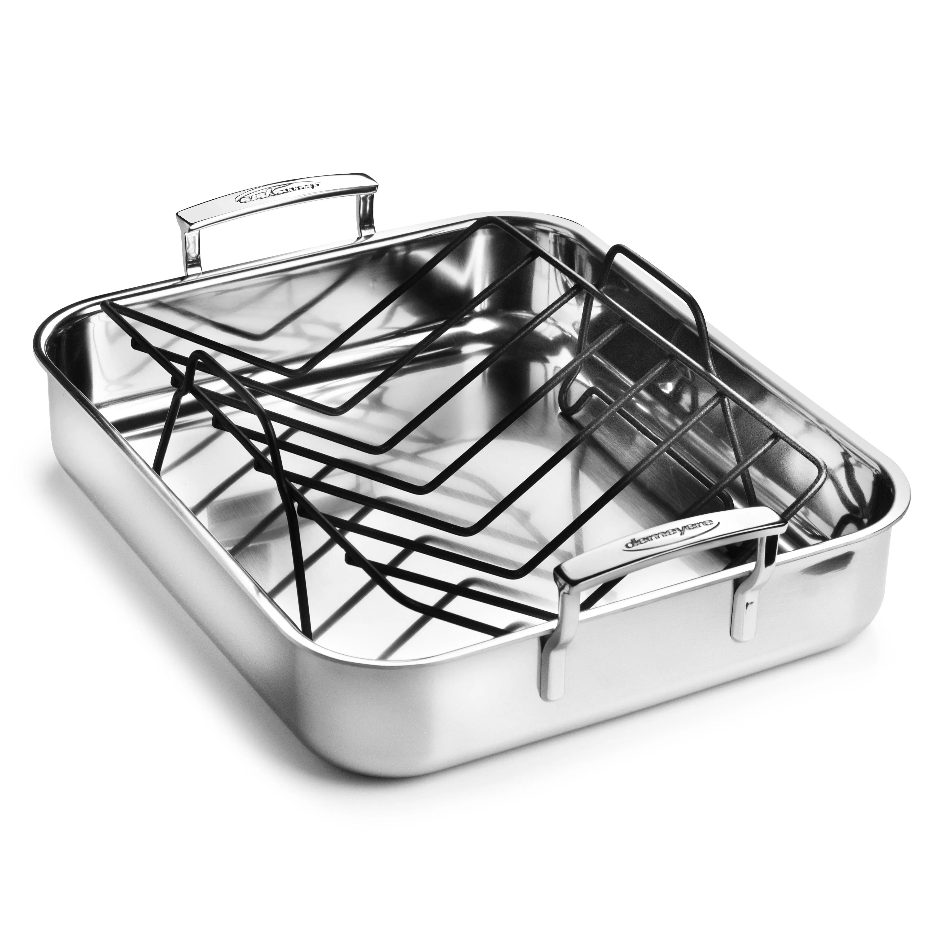 Demeyere 5-Plus 15.7" x 13.3" Stainless Steel Roasting Pan with Rack