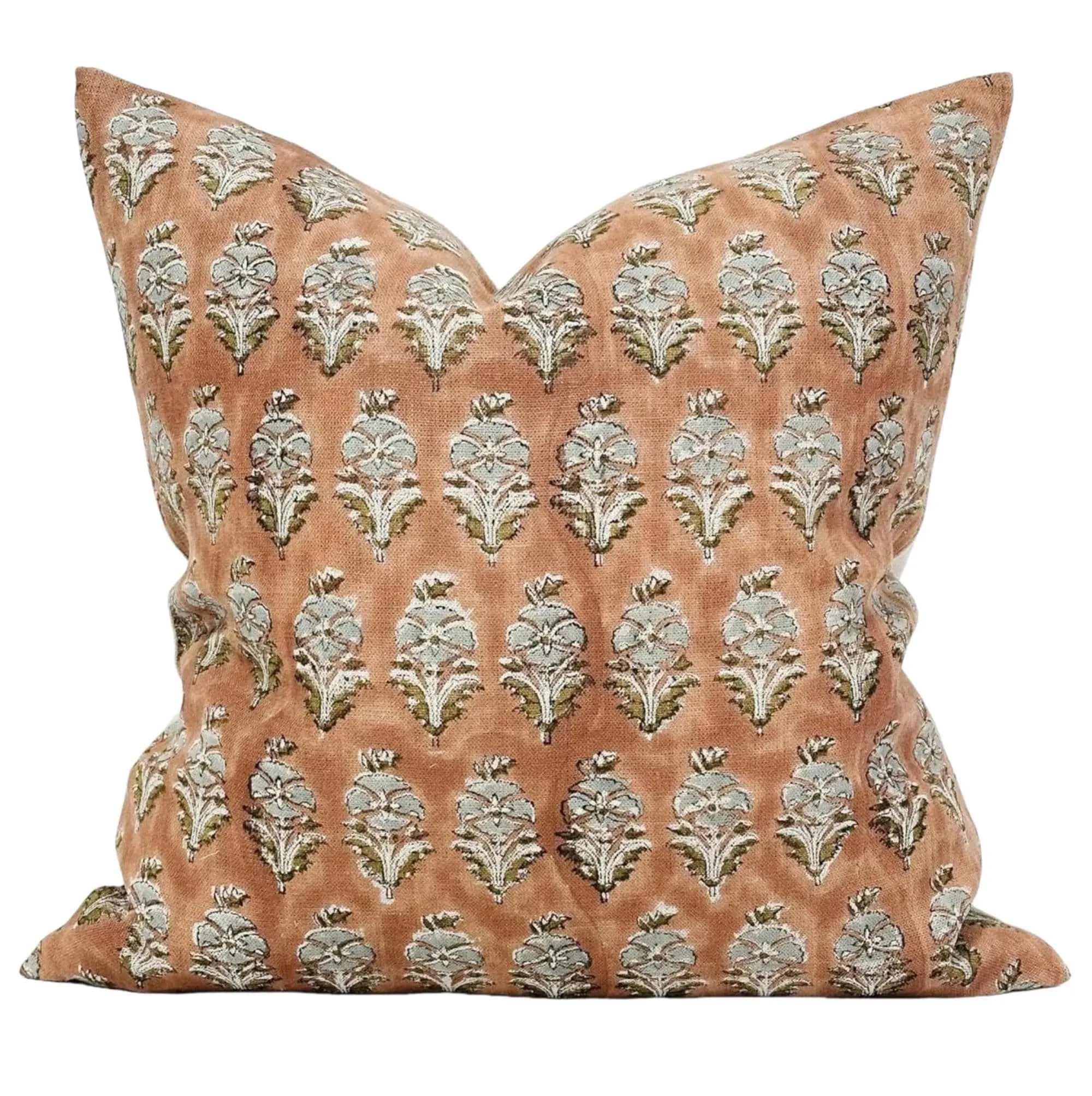 Designer "Ferndale" Floral  Block Print Pillow Cover