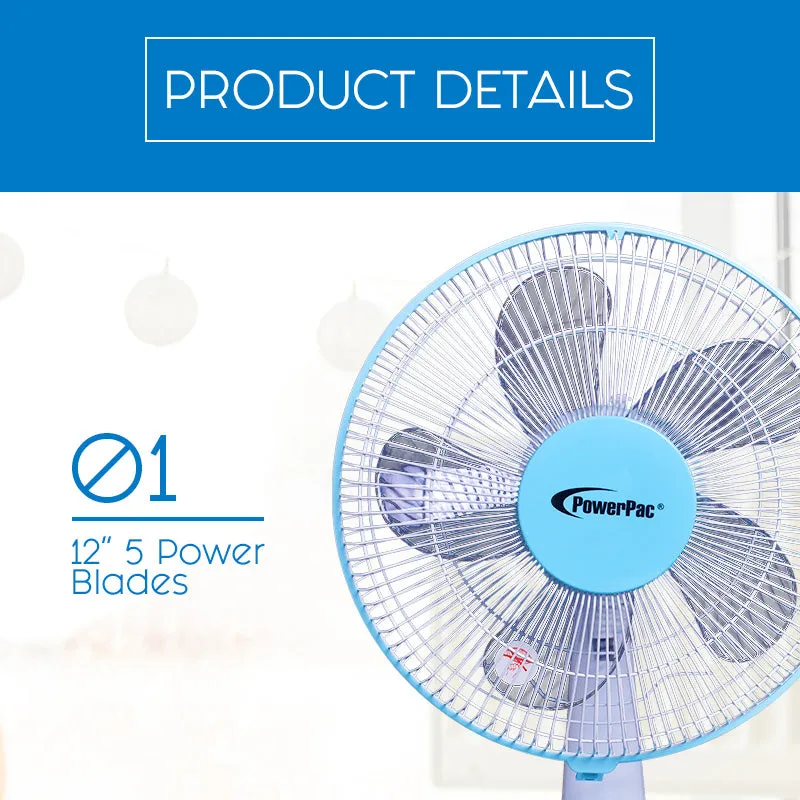 Desk Fan 12" with Oscillation & Timer (PPTF303)