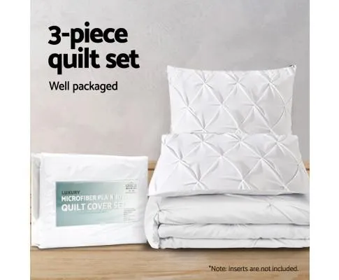 Diamond Pintuck Quilt Cover Set - White