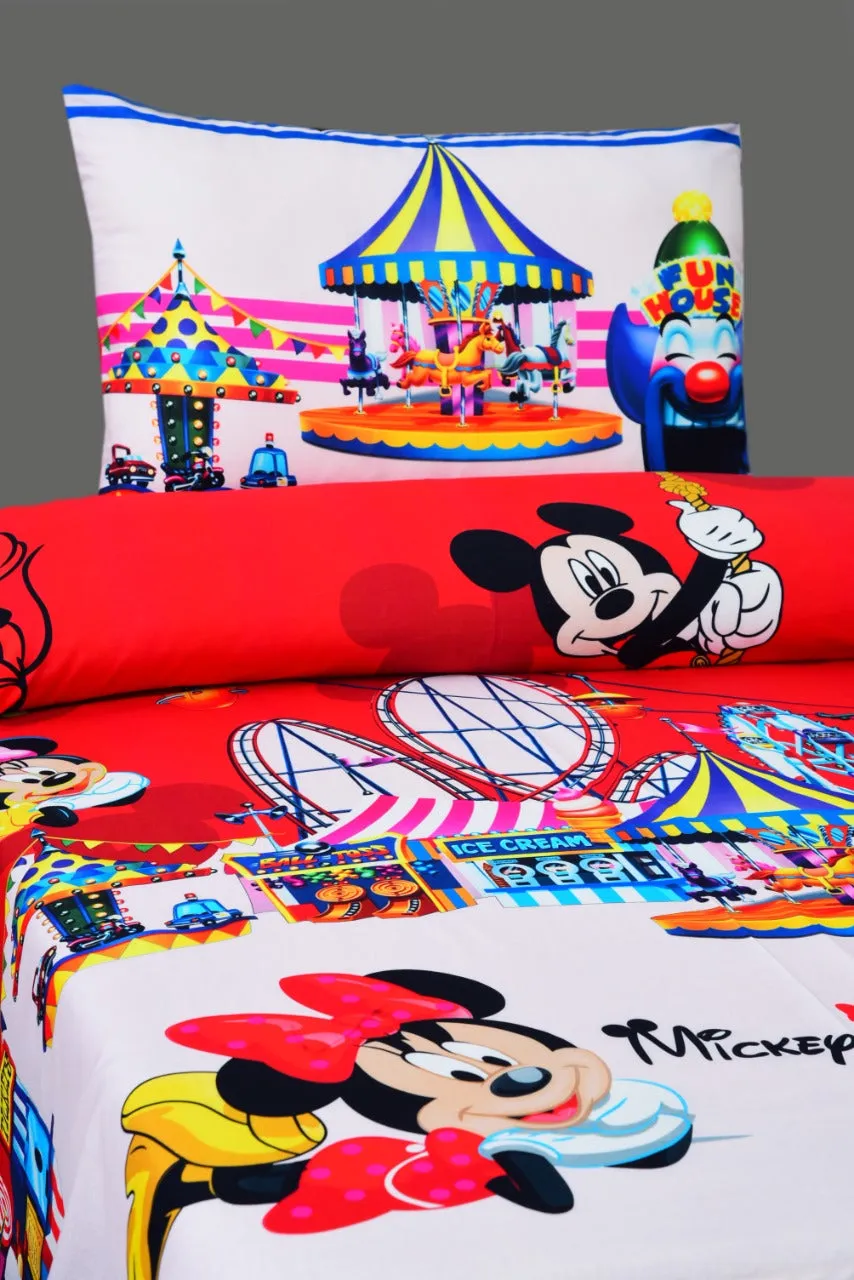 Digital Printed Junior Single Bed Sheet-Mickey Minnie