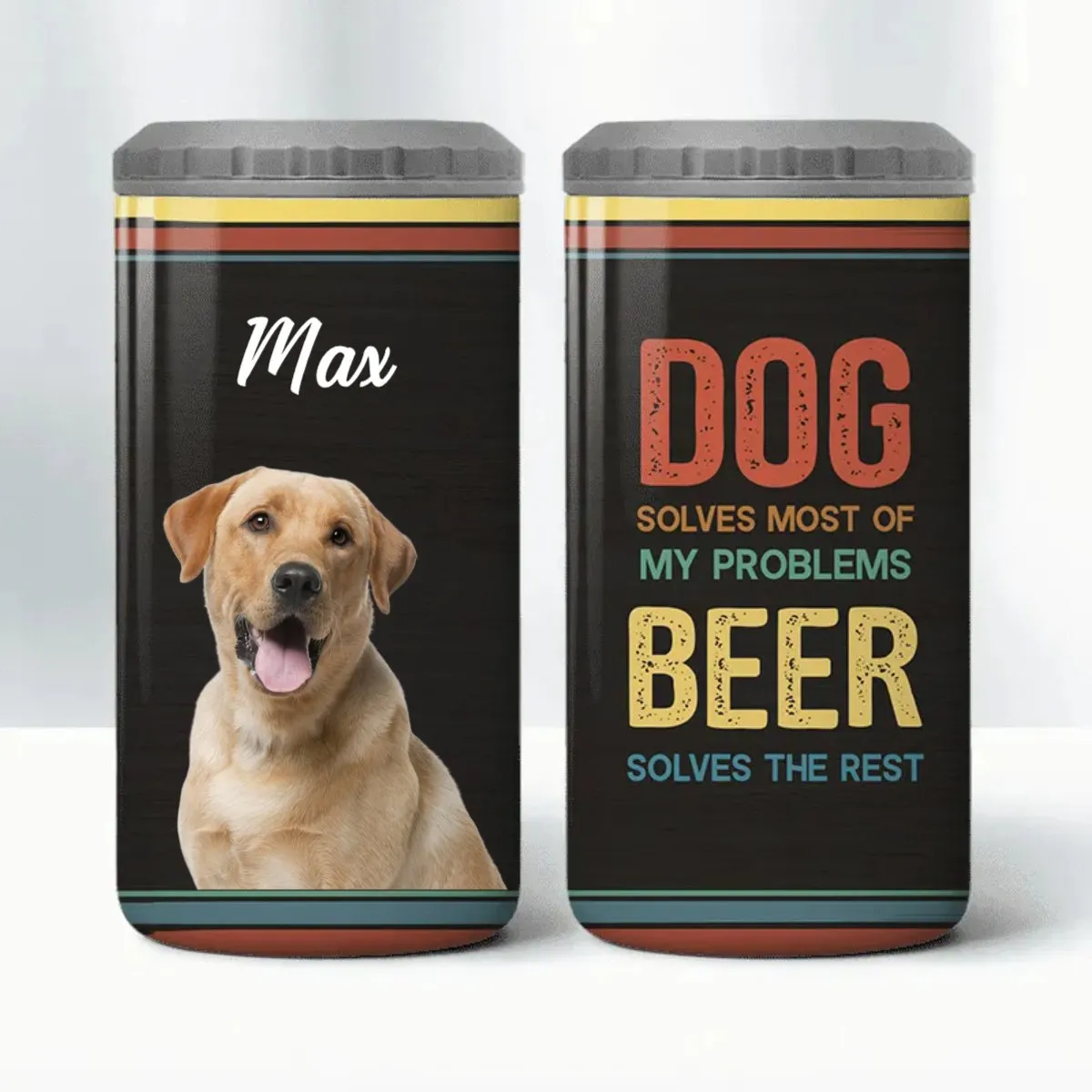 Dog Lovers - Dog Solves Most Of My Problems, Beer Solves The Rest - Personalized Can Cooler