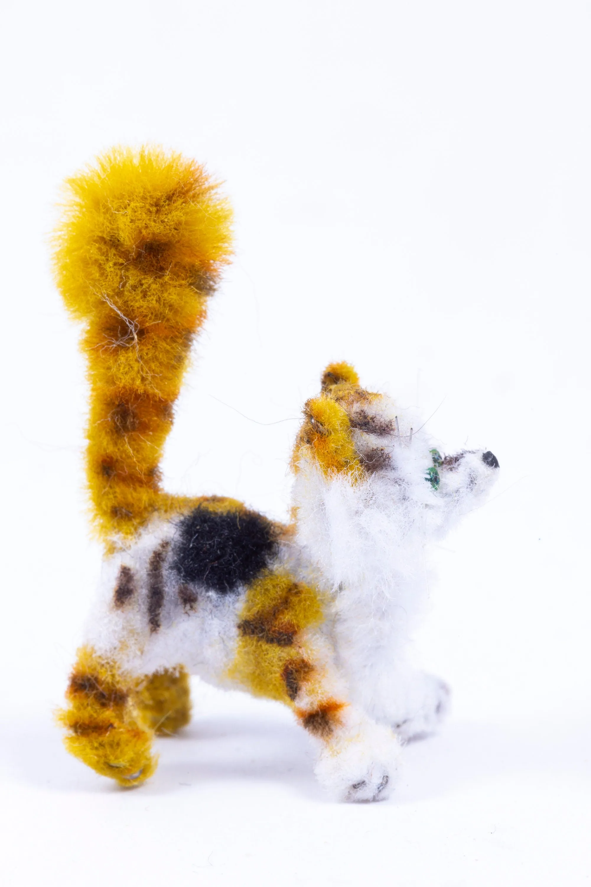 Dollhouse Miniature ~ Handmade Pipe Cleaner Striped Cat - From Ursula Sauerberg Estate