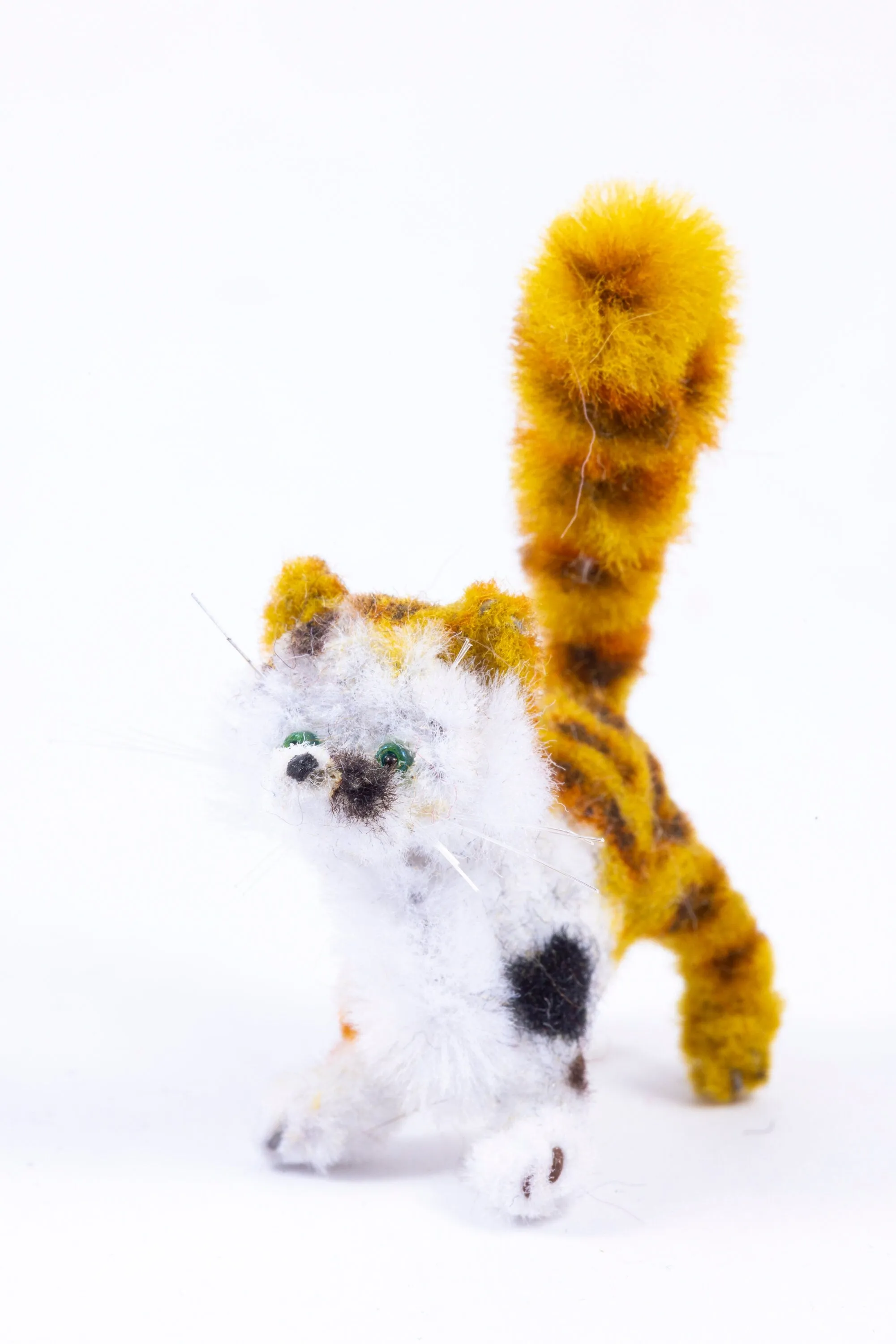 Dollhouse Miniature ~ Handmade Pipe Cleaner Striped Cat - From Ursula Sauerberg Estate