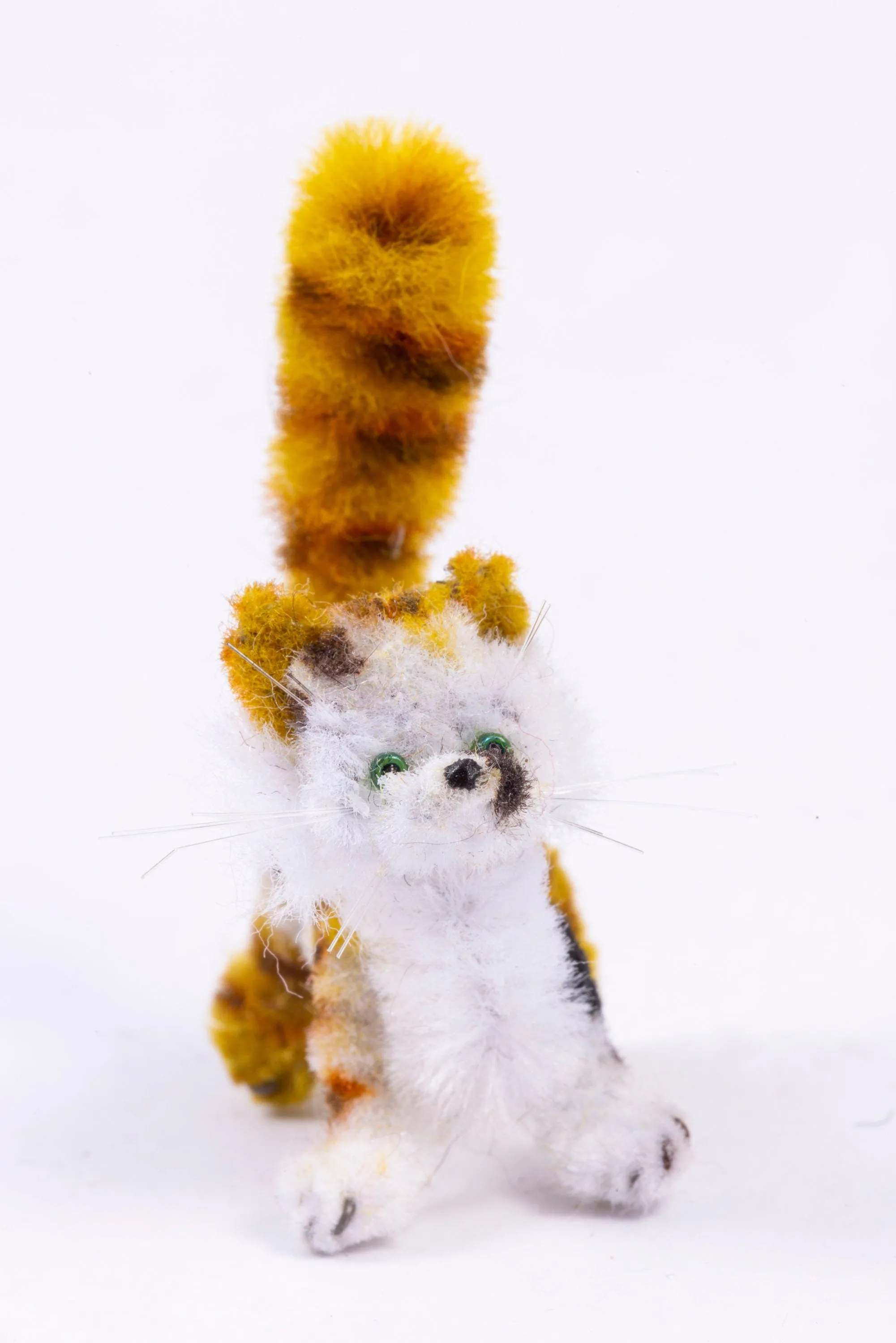 Dollhouse Miniature ~ Handmade Pipe Cleaner Striped Cat - From Ursula Sauerberg Estate