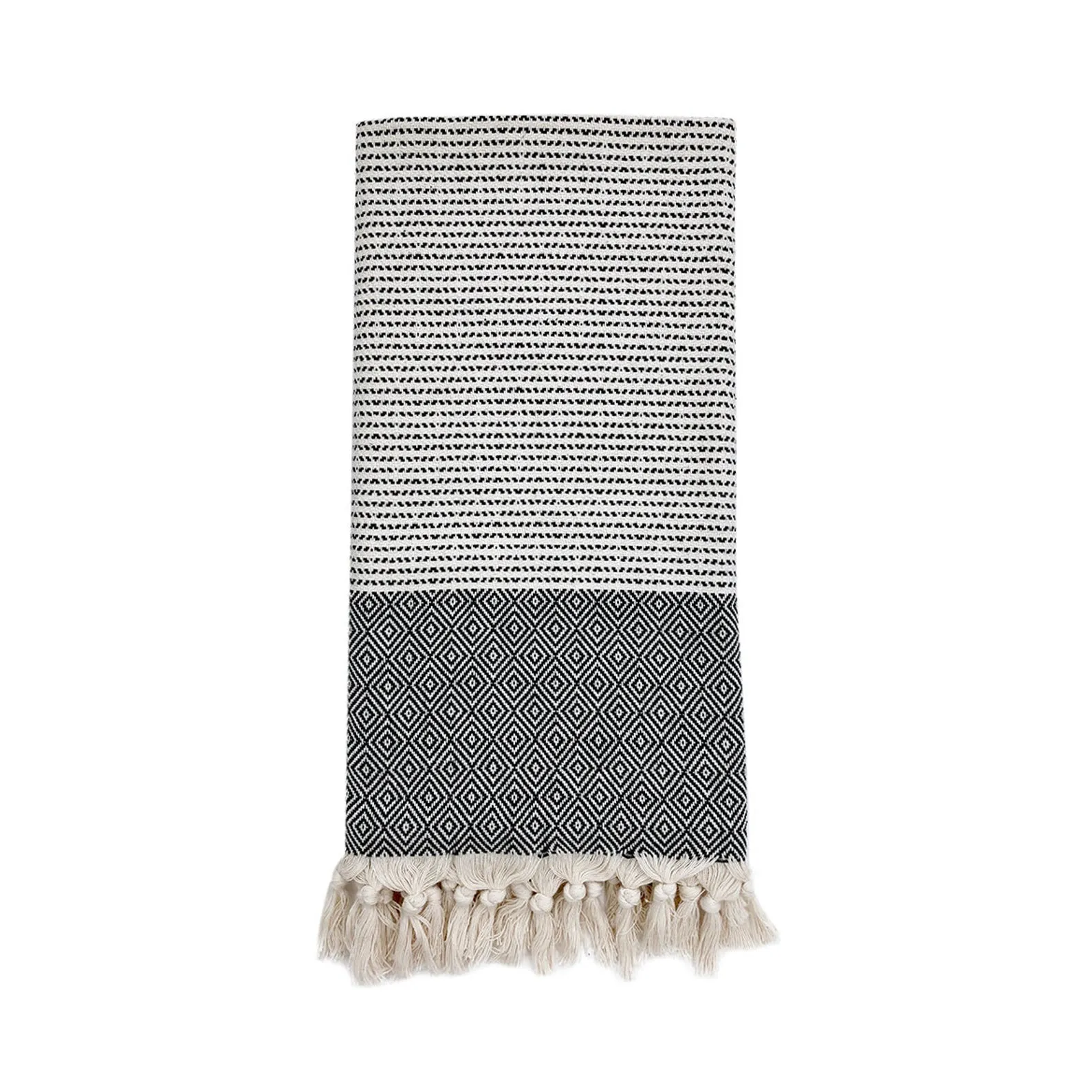 DOTTY DIAMOND BLACK TURKISH TOWEL