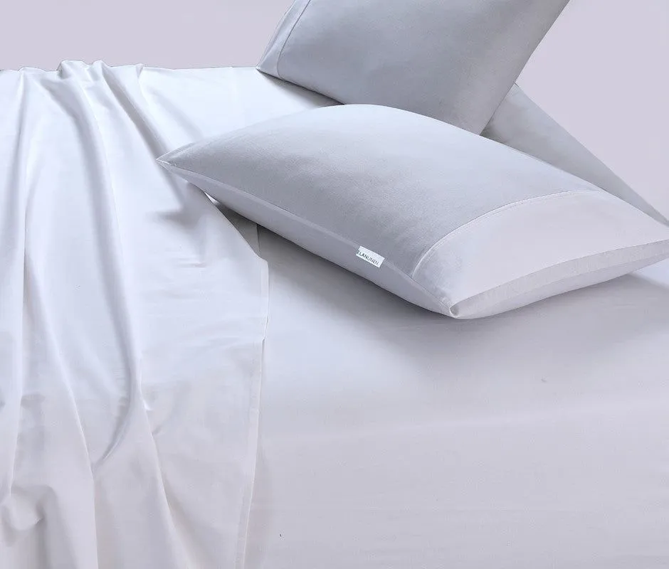 Elan Linen 100% Egyptian Cotton Vintage Washed 500TC White 50 cm deep Mega King Bed Sheets Set