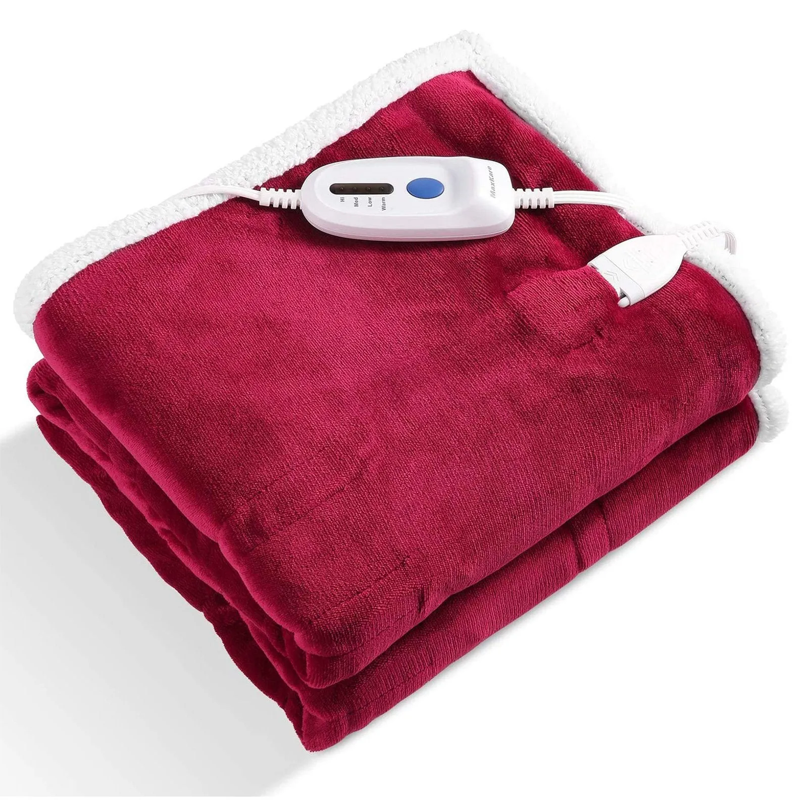 Electric Blanket Heated Throw Flannel & Sherpa Fast Heating Blanket 50" x 60", ETL Certification with 4 Heating Levels & 3 Hours Auto-Off Timing Settings, Home Use & Machine Washable