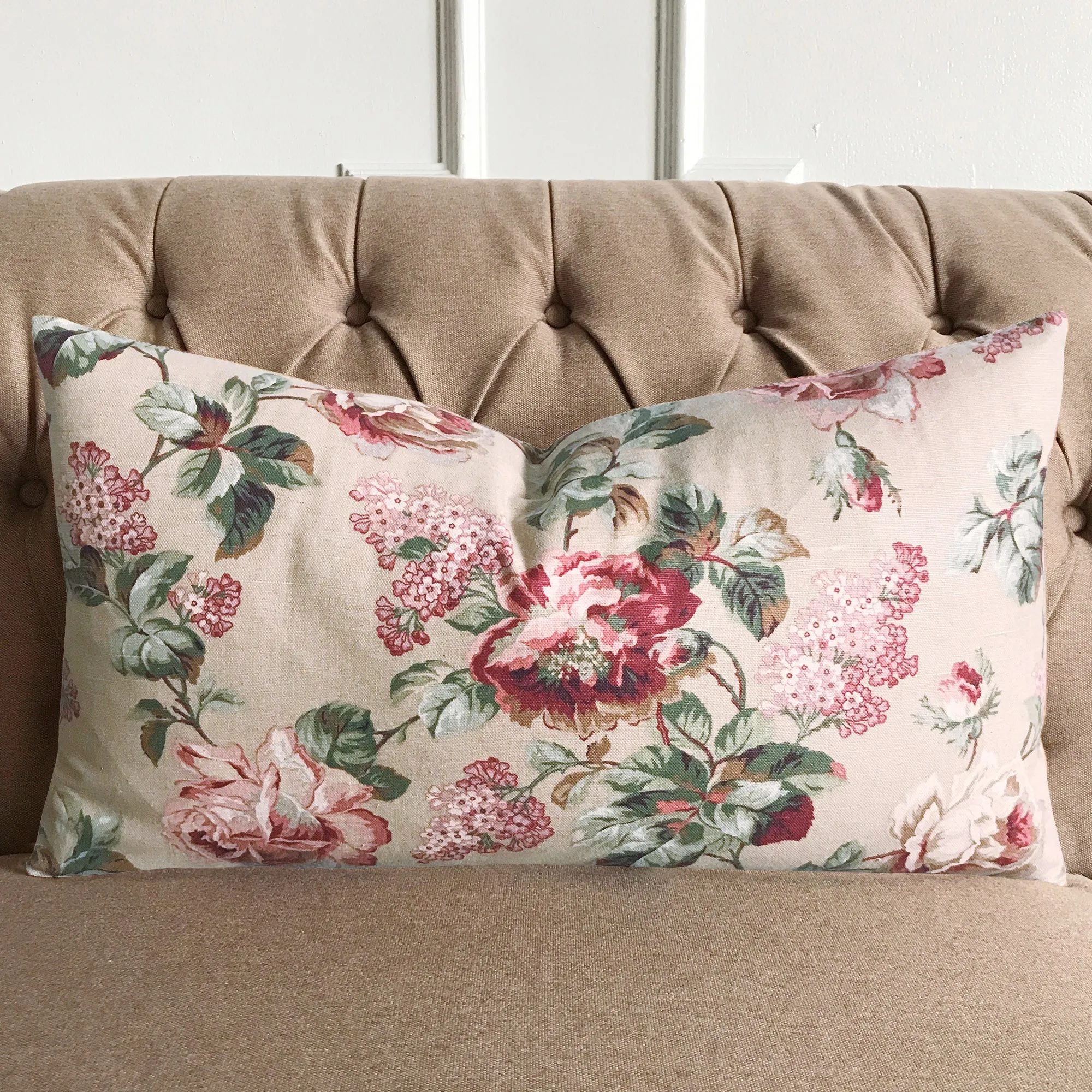 English Garden Red Berry Floral Luxury Decorative Pillow Cover 15x26