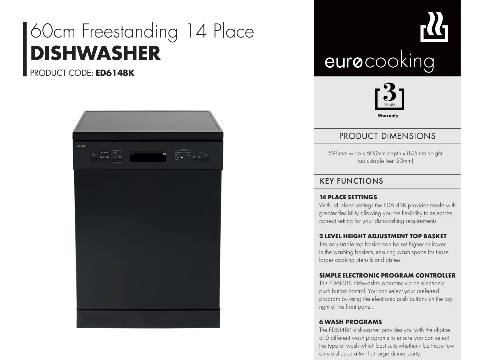 Euro Appliances x Euromaid 90cm Black Glass Package No. 3