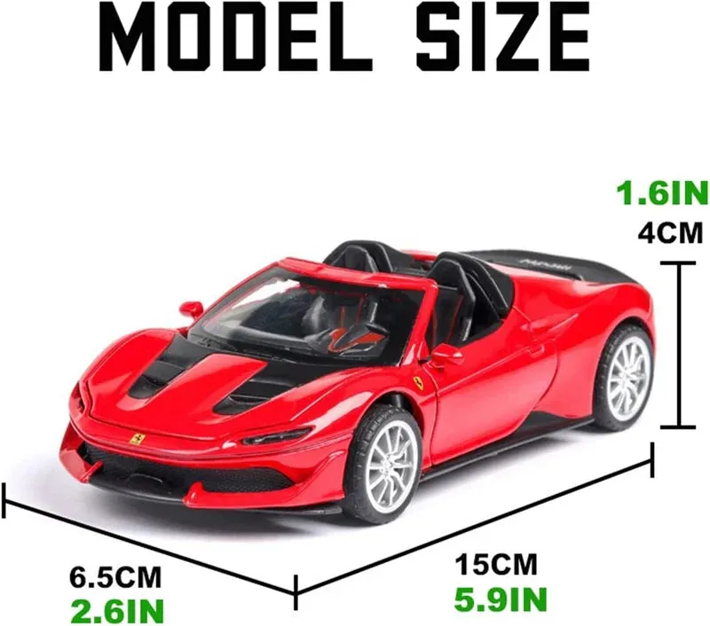 FERRARI J50 1:32 DIECAST METAL PULLBACK TOY CAR WITH OPENABLE DOORS & LIGHT, MUSIC BOYS CAR FOR KIDS BEST TOYS GIFTS TOYS FOR KIDS [ COLOR AS PER STOCK ]