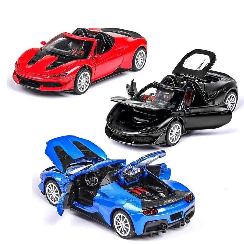 FERRARI J50 1:32 DIECAST METAL PULLBACK TOY CAR WITH OPENABLE DOORS & LIGHT, MUSIC BOYS CAR FOR KIDS BEST TOYS GIFTS TOYS FOR KIDS [ COLOR AS PER STOCK ]