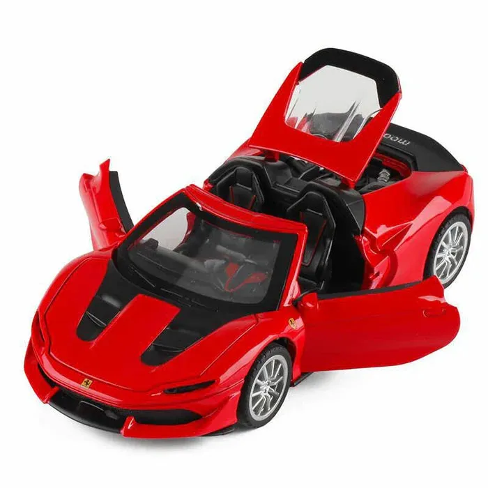 FERRARI J50 1:32 DIECAST METAL PULLBACK TOY CAR WITH OPENABLE DOORS & LIGHT, MUSIC BOYS CAR FOR KIDS BEST TOYS GIFTS TOYS FOR KIDS [ COLOR AS PER STOCK ]