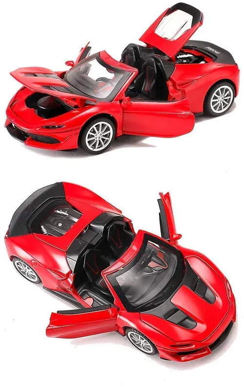 FERRARI J50 1:32 DIECAST METAL PULLBACK TOY CAR WITH OPENABLE DOORS & LIGHT, MUSIC BOYS CAR FOR KIDS BEST TOYS GIFTS TOYS FOR KIDS [ COLOR AS PER STOCK ]