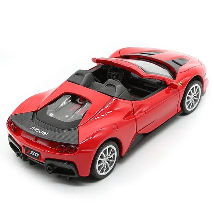 FERRARI J50 1:32 DIECAST METAL PULLBACK TOY CAR WITH OPENABLE DOORS & LIGHT, MUSIC BOYS CAR FOR KIDS BEST TOYS GIFTS TOYS FOR KIDS [ COLOR AS PER STOCK ]