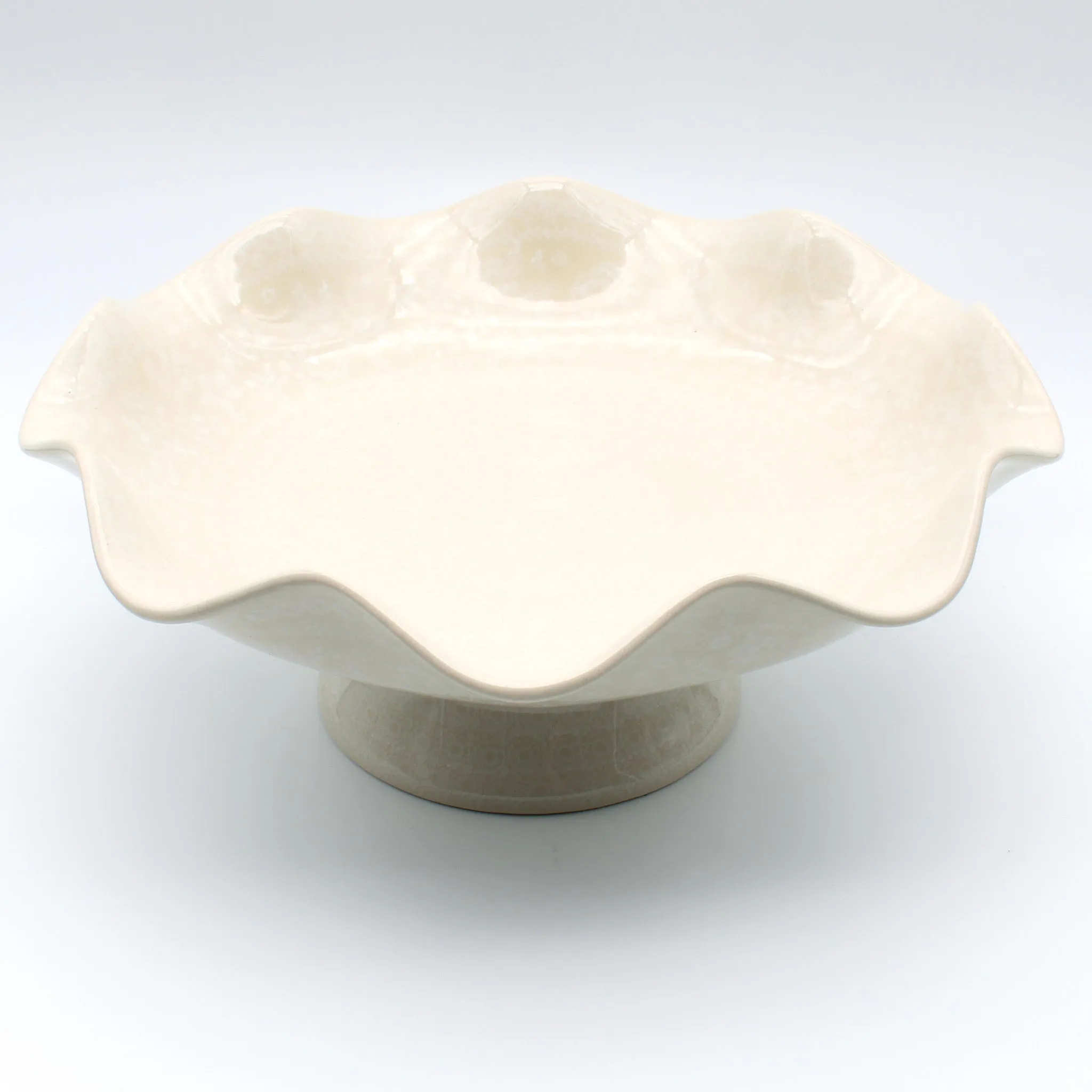 Fluted Pedestal Bowl in White on White