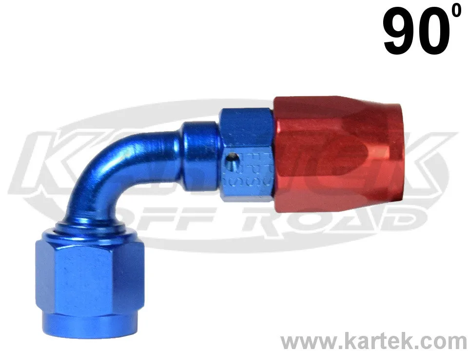 Fragola AN -10 Red And Blue Anodized Aluminum Series 3000 Cutter Style 90 Degree Bent Tube Hose Ends