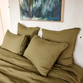 French Linen Pillowcase Set - Olive