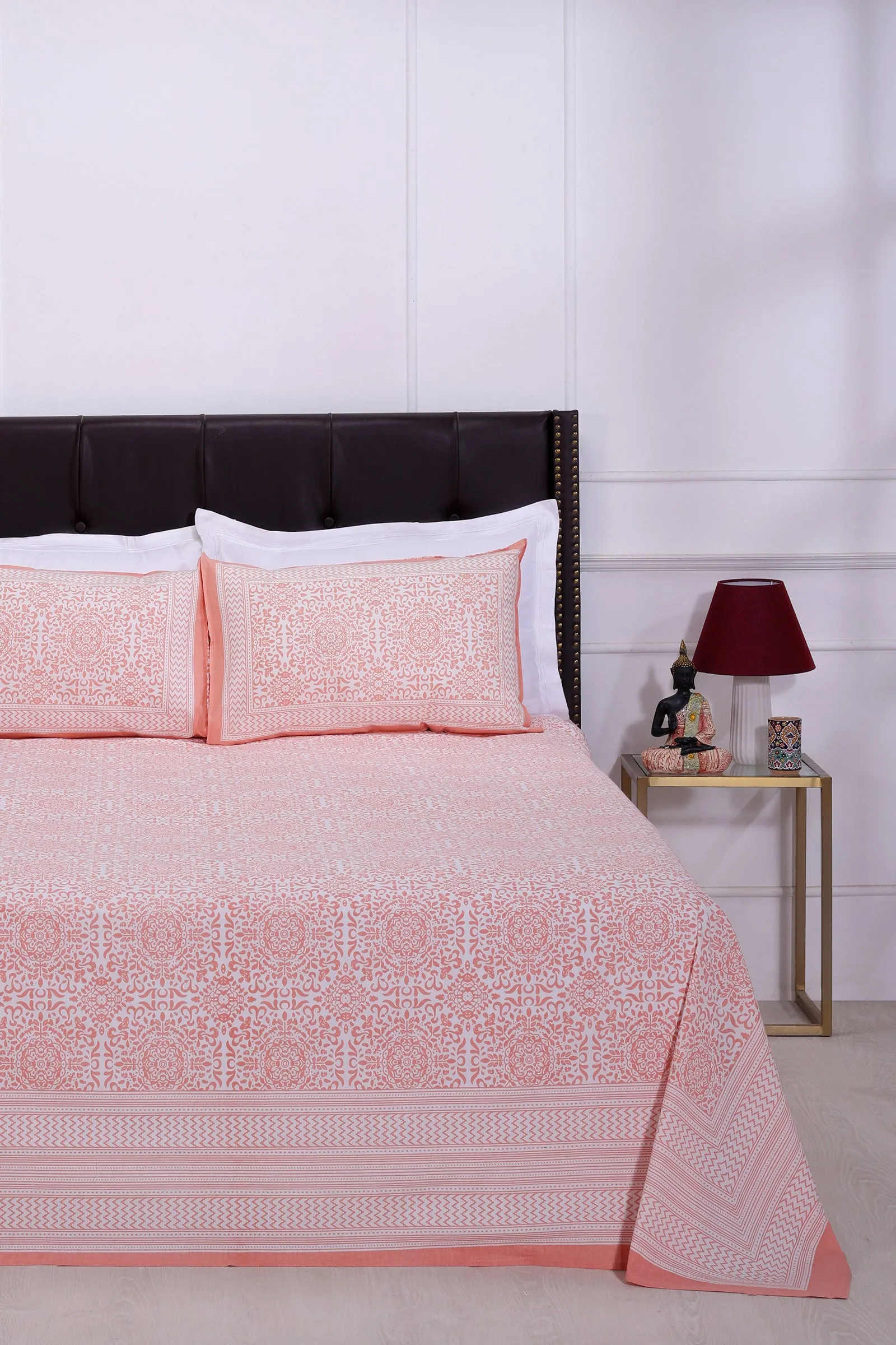 Gayatri Geo Artland Orange Cotton Bedsheet