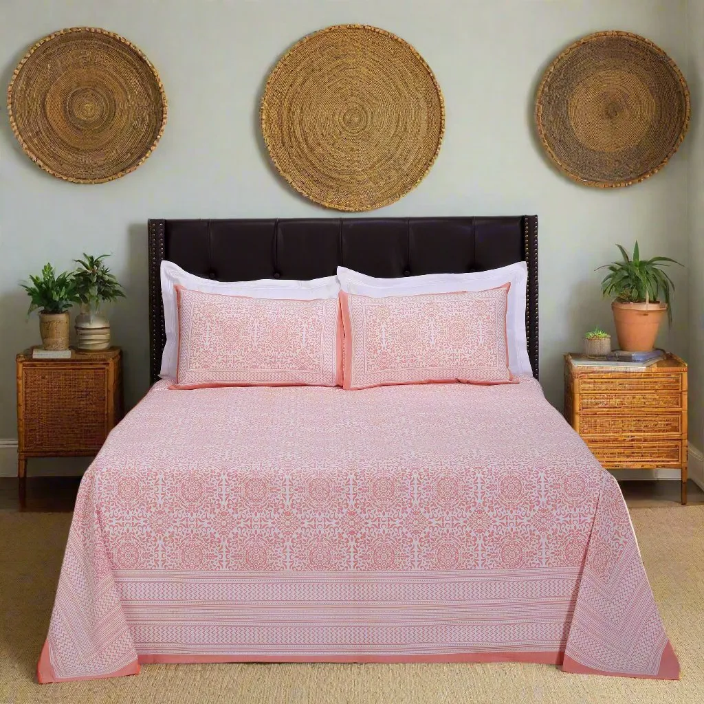 Gayatri Geo Artland Orange Cotton Bedsheet