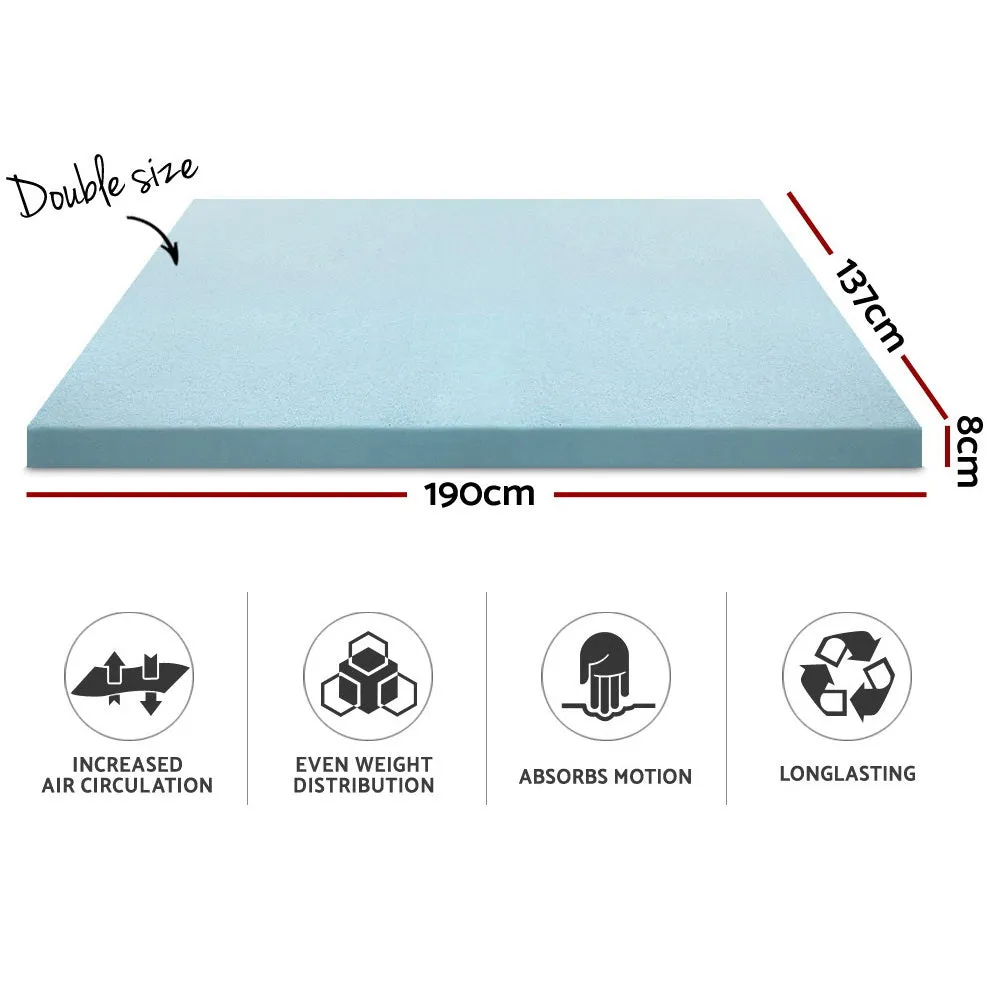 Gel Memory Foam Mattress Topper, Bamboo Cover 8cm Double, Giselle