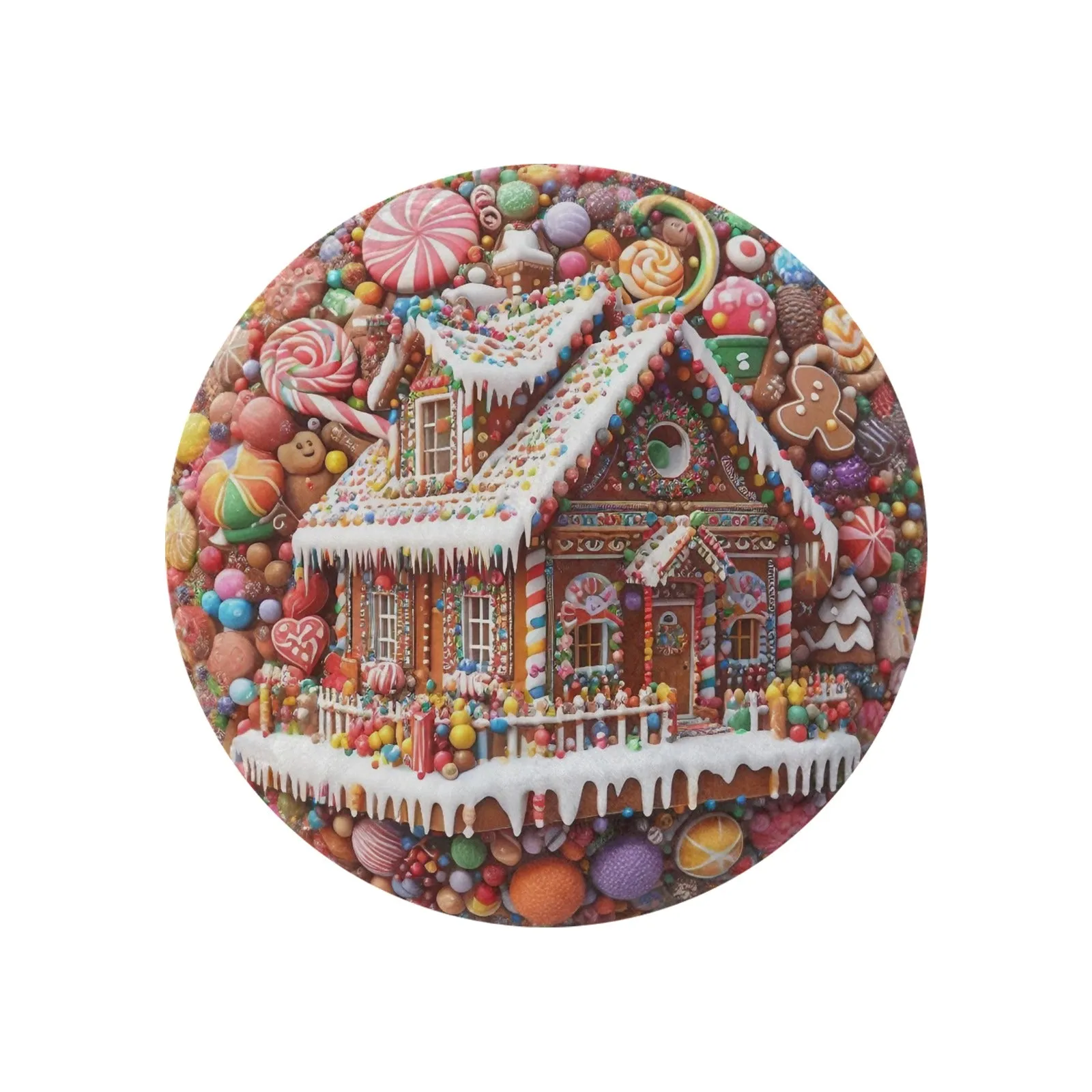 Gingerbread House Circular Micro Fleece Blanket