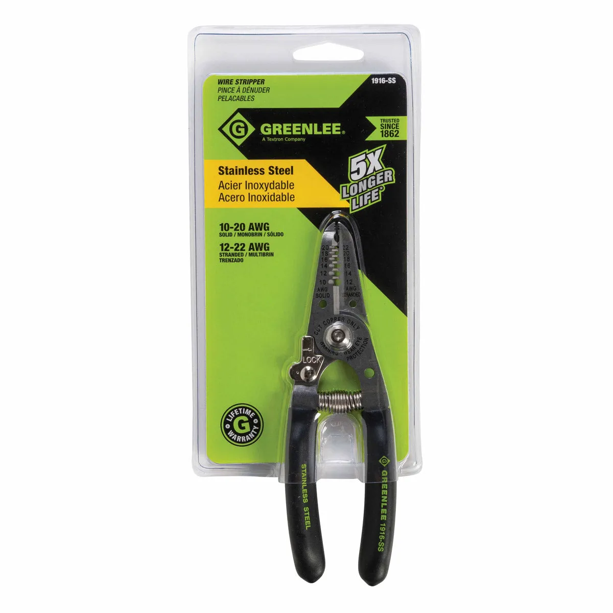 Greenlee 1916-SS Stainless Steel 6" Wire Stripper/Cutter 10-20 AWG