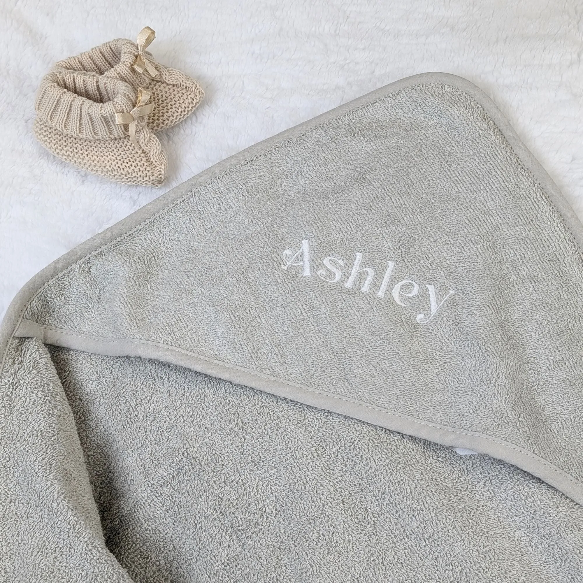 Grey Hooded Baby Baby Bath Towel