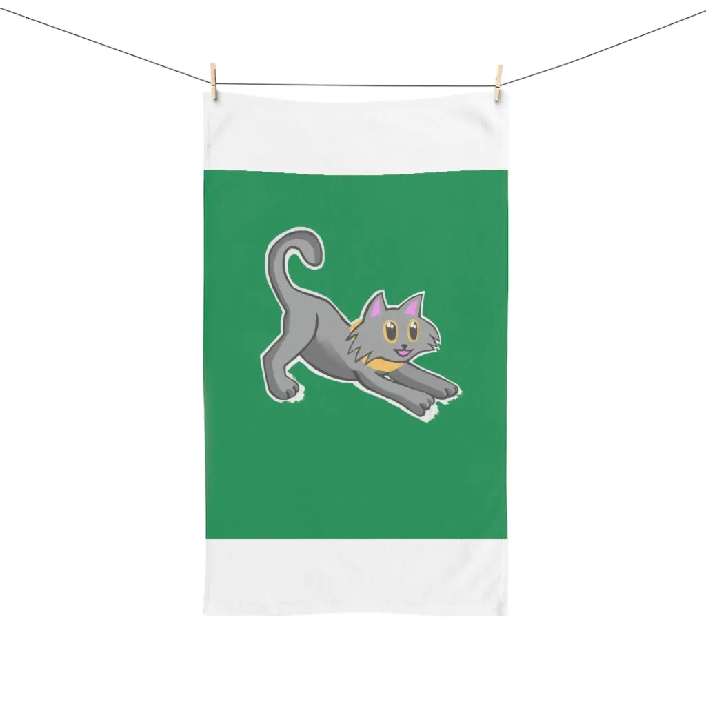 Grey Kitty Hand Towel