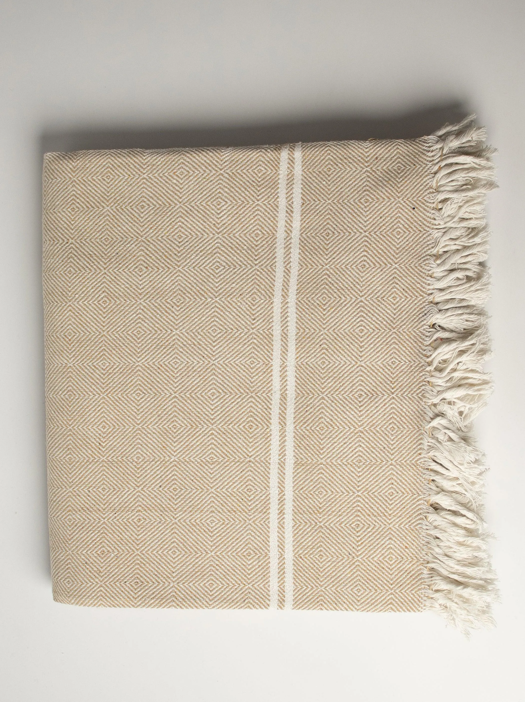 HAND WOVEN KHADI KHES, BLANKETS, THROW  IN LIGHT BROWN COLOR- ALL WEATHER