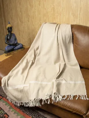 HAND WOVEN KHADI KHES, BLANKETS, THROW  IN LIGHT BROWN COLOR- ALL WEATHER