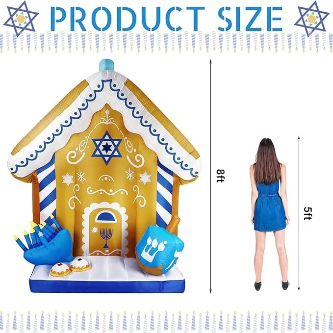 Hanukkah Inflatable Gingerbread House with Menorah 8 Ft