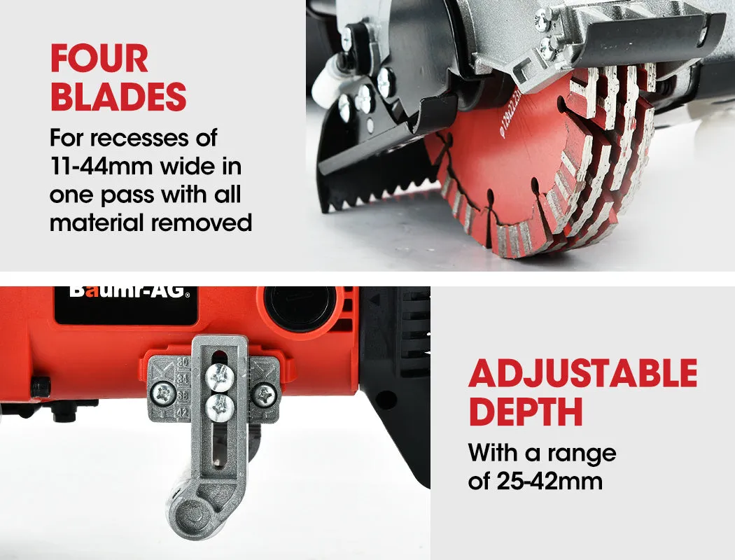 Heavy-Duty Wall Chaser w/ Quad Diamond Blades & Vacuum - Baumr-AG