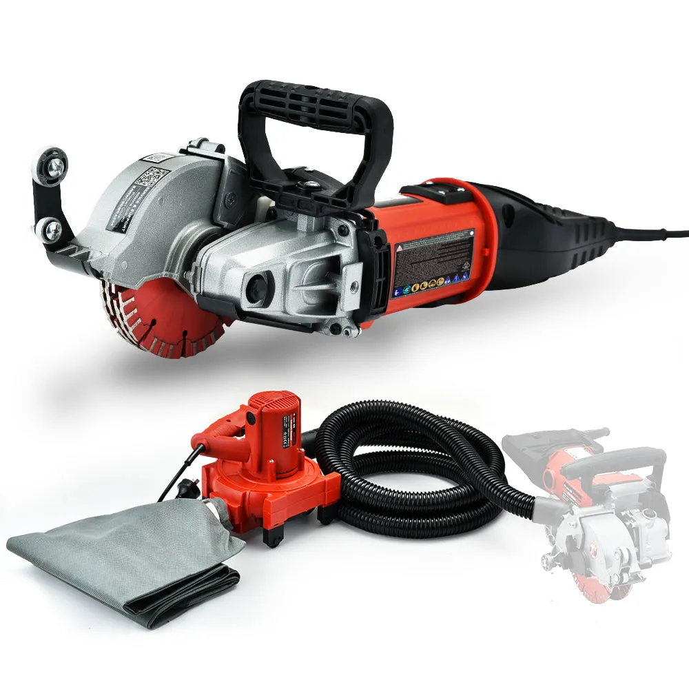 Heavy-Duty Wall Chaser w/ Quad Diamond Blades & Vacuum - Baumr-AG