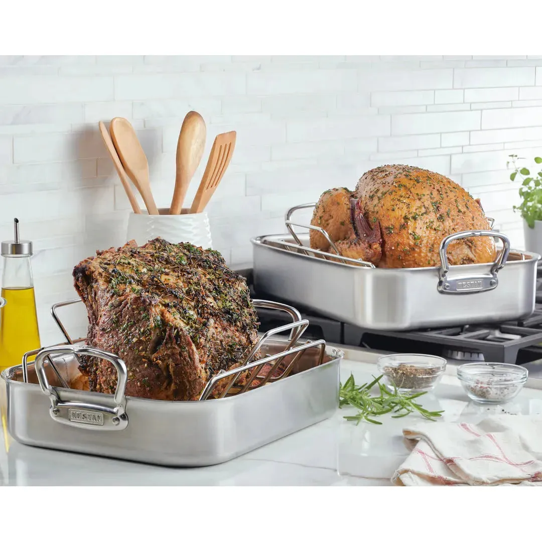 Hestan Provisions 14.5-inch Classic Clad Roaster with Rack