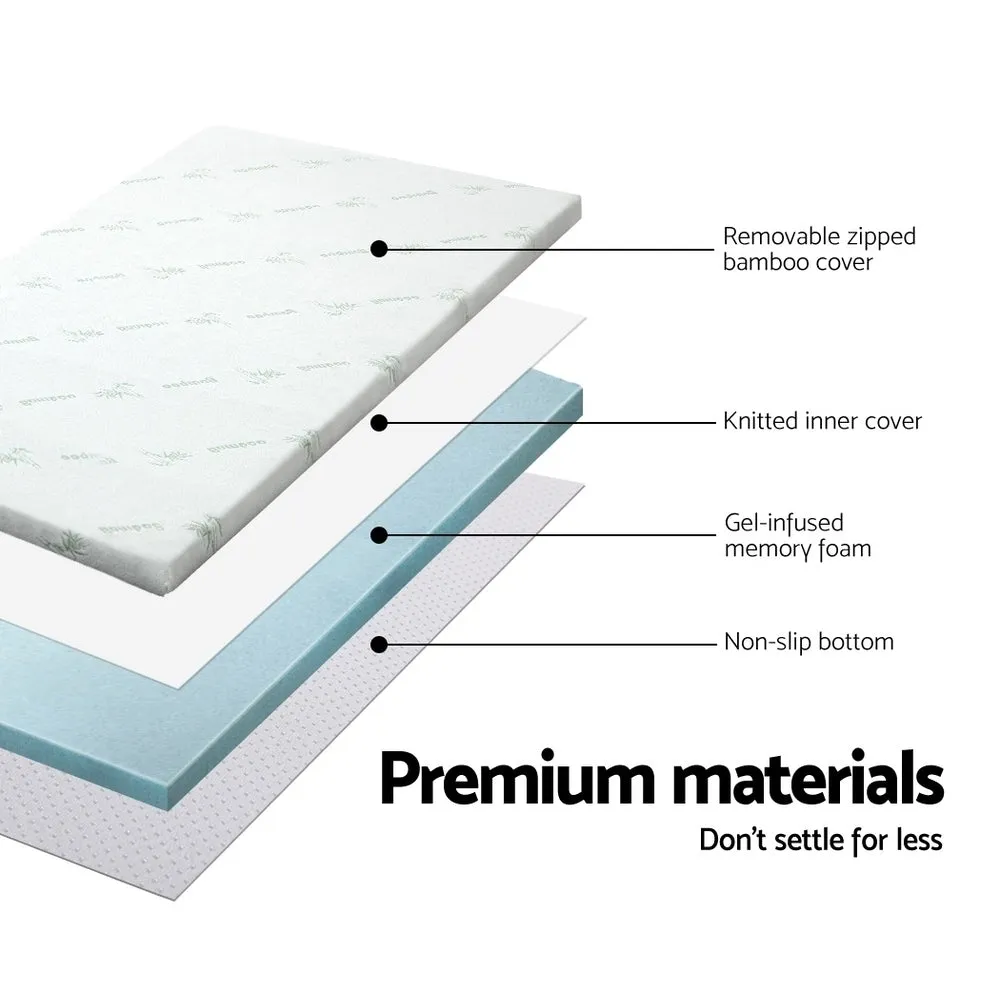 High Density Memory Foam Mattress Topper, Cool Gel, Single - Giselle Bedding