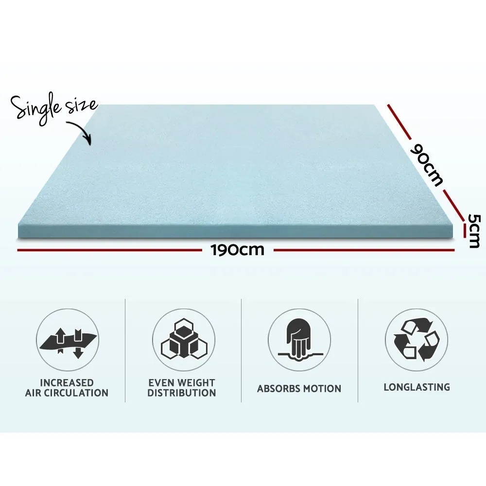 High Density Memory Foam Mattress Topper, Cool Gel, Single - Giselle Bedding