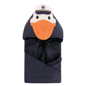 Hudson Baby Cotton Animal Face Hooded Towel, Pelican