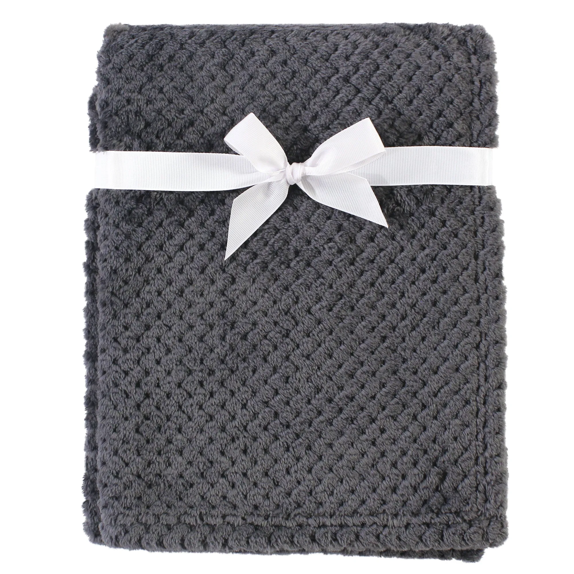 Hudson Baby Plush Waffle Blanket, Charcoal