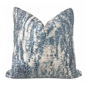 Hydra Teal Cream Faux Crocodile Pillow Cover