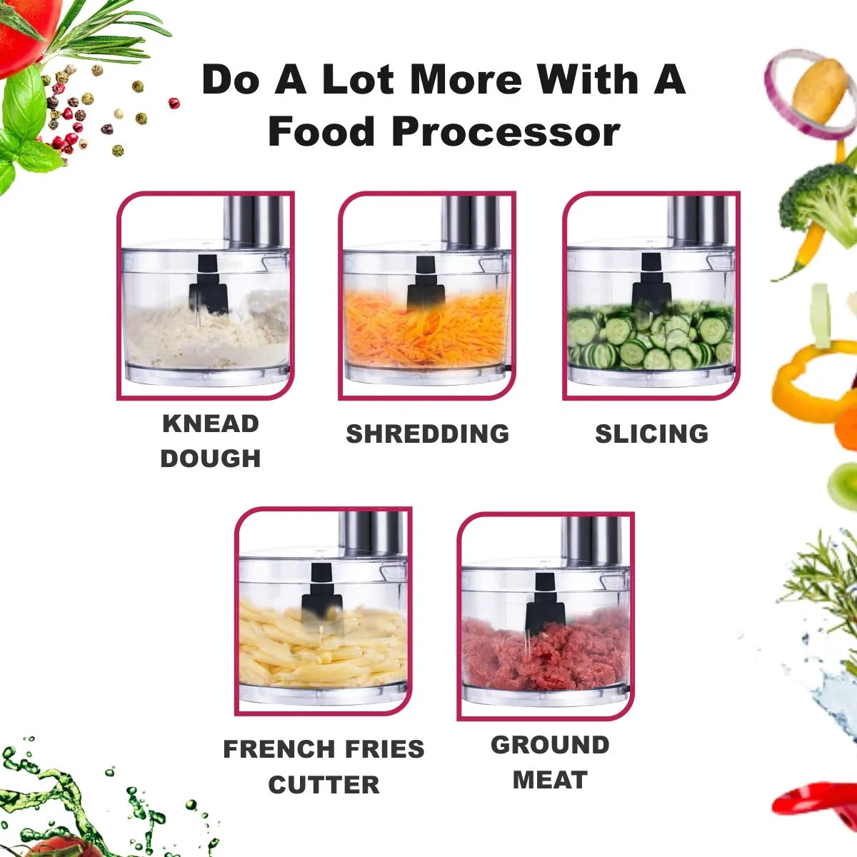 INALSA Easy Prep- 800 Watts Food Processor/ Atta Kneader/ Chopper | 1.4 L Main Bowl Capacity | 2 Speed Setting with Pulse Function|7 Accessories(Black)