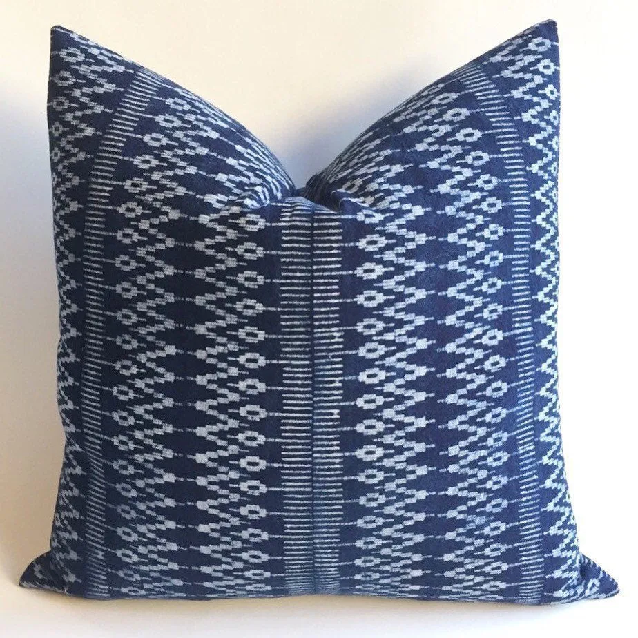 Indigo Hmong Pillow cover / All Sizes 18x18 20x20 22x22 24x24 / Indigo Blue Ethnic Pillow / Hmong Fabric Blue Pillow Cover