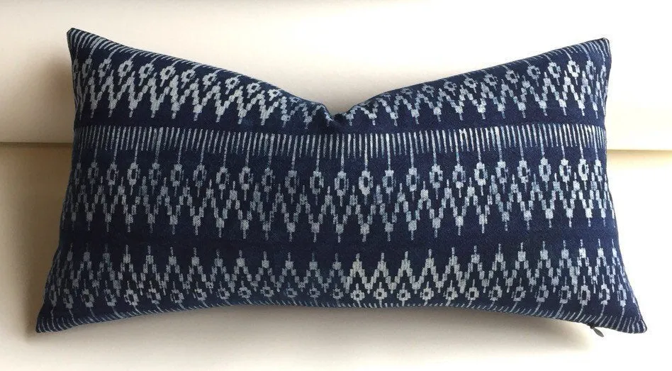 Indigo Hmong Pillow cover / All Sizes 18x18 20x20 22x22 24x24 / Indigo Blue Ethnic Pillow / Hmong Fabric Blue Pillow Cover