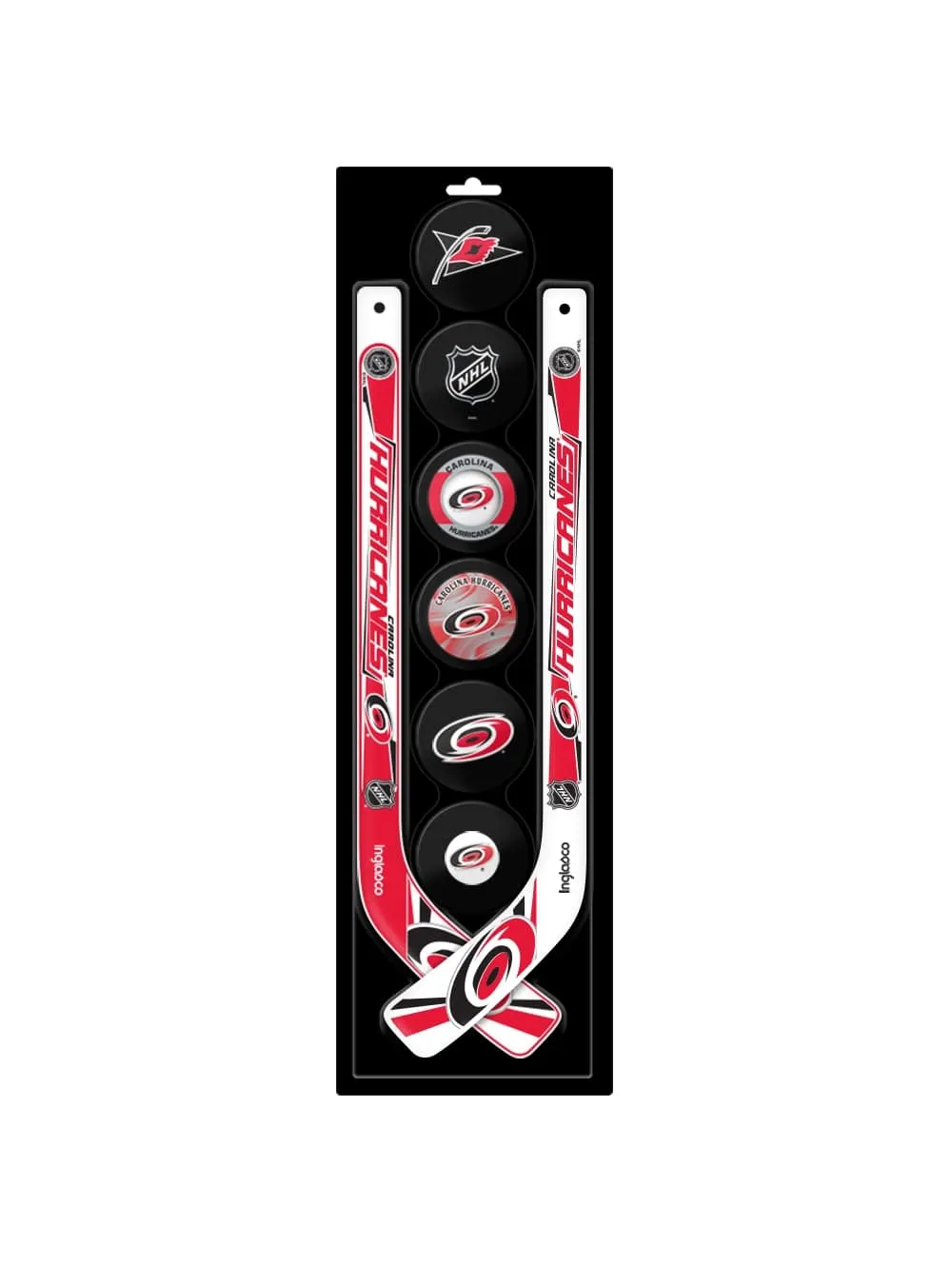 Inglasco NHL Carolina Hurricanes 8-Pack Mini Stick & Foam Puck Set