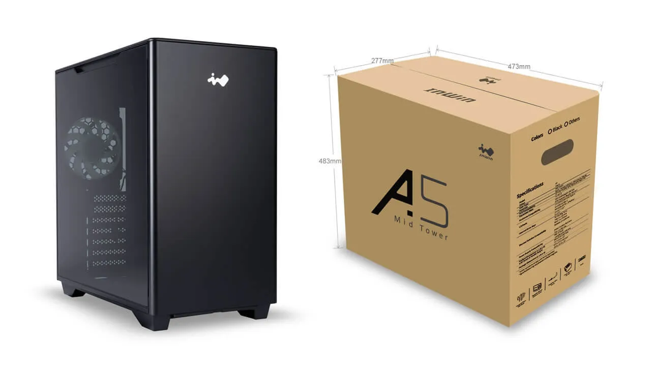 InWin A5 Black 黑色 Tempered Glass ATX Case IW-CS-A5BLK-1AM120S