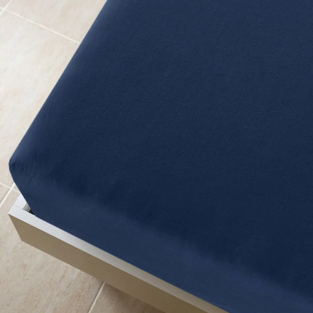 Jersey Fitted Sheets 2 pcs Navy Blue 160x200 cm Cotton