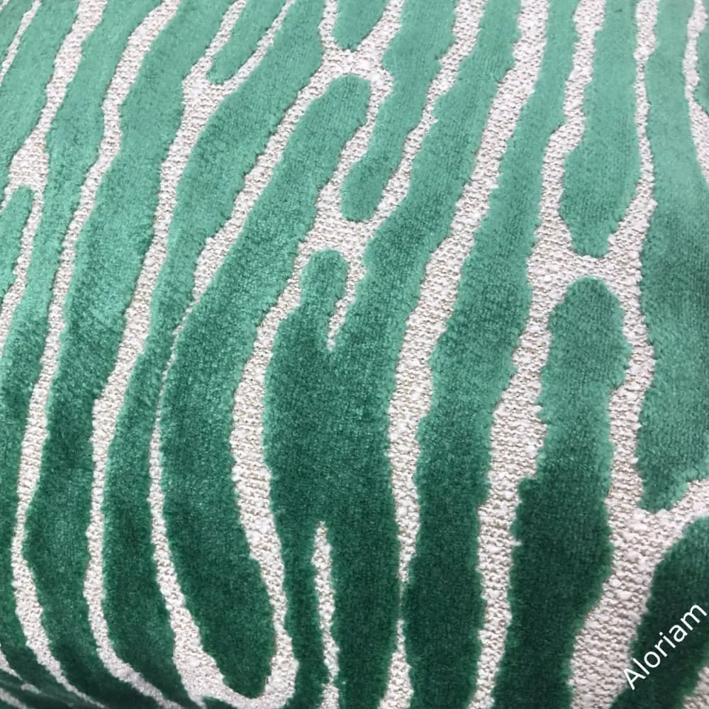 Jocelyn Jade Green Wavy Cut Velvet Pillow Cover